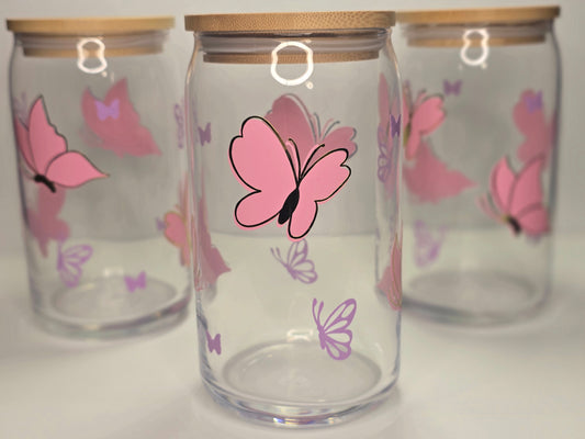 Butterfly Glass Can – October Awareness Collection