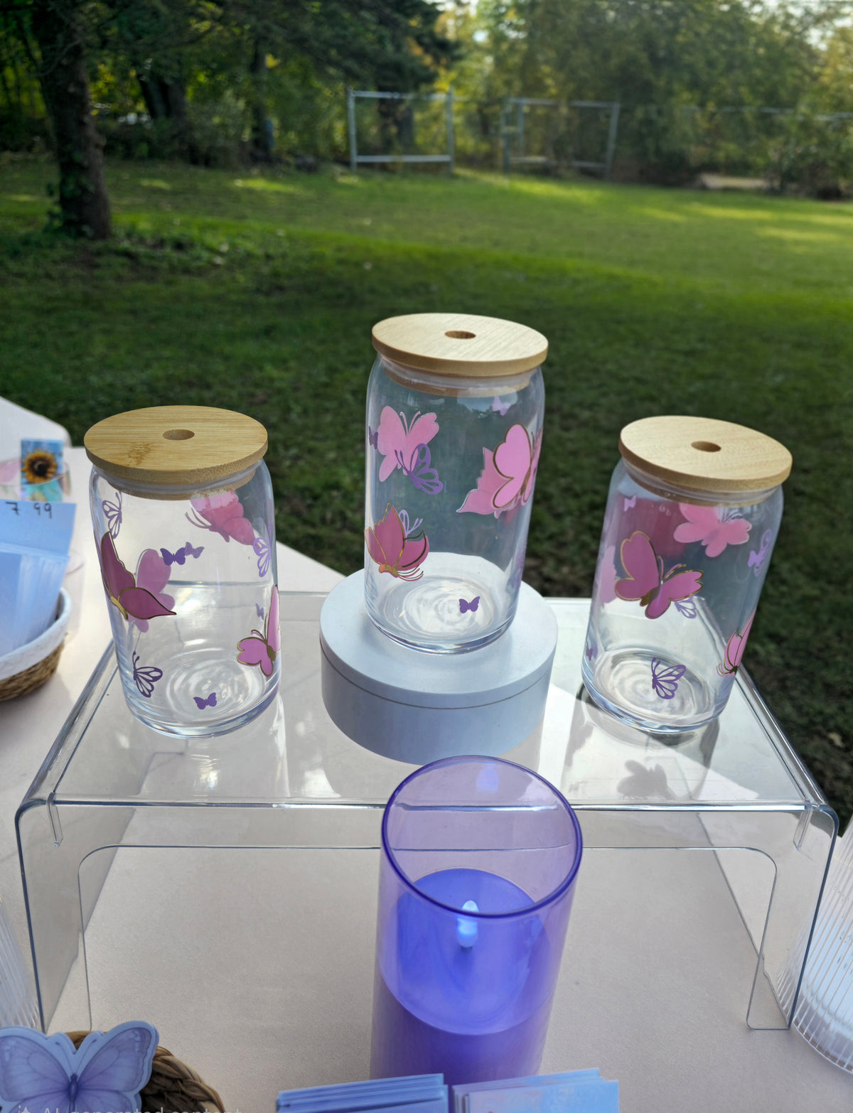 Butterfly Glass Can – October Awareness Collection